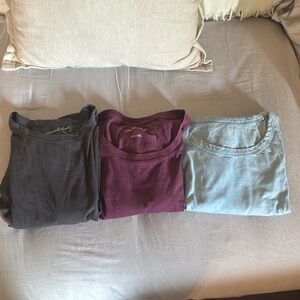 3 Universal Threads T-Shirts - dark gray, plum, and sky blue.